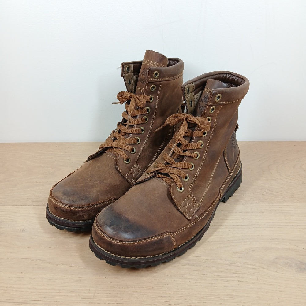 Timberland Earthkeepers Men's 10 Brown Leather Lace Up Lug Sole Boots